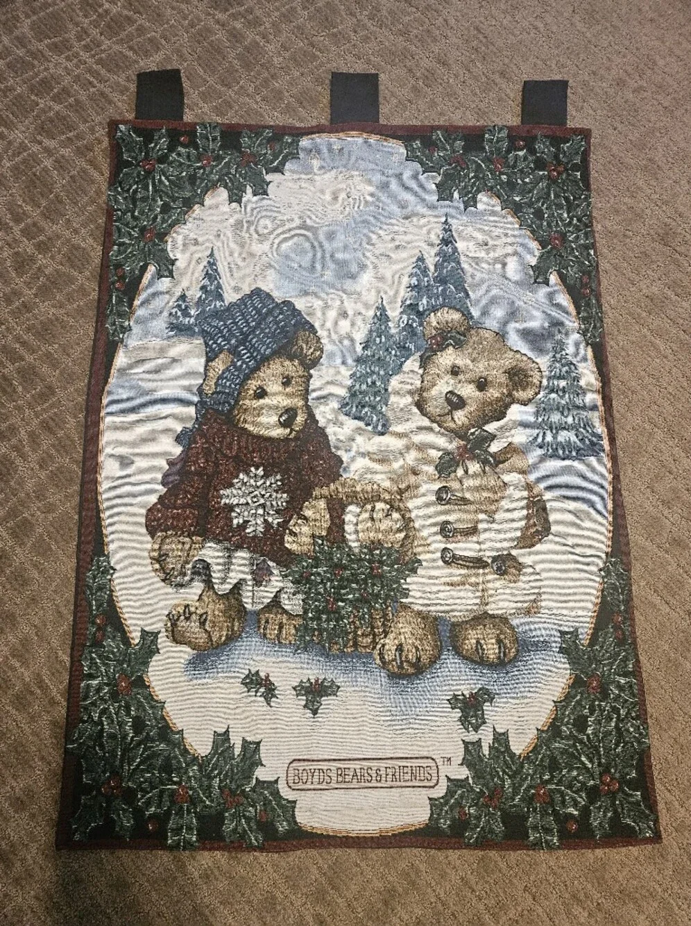 Vintage 1997 Boyd's Bears Edmund & Bailey Wall Hanging Tapestry 26x36